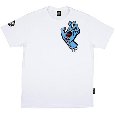 Camiseta Santa Cruz Rigid Screaming Hand Front WT23 Branco