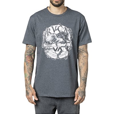 Camiseta RVCA Lion Lamb WT23 Masculina Cinza Escuro Mescla