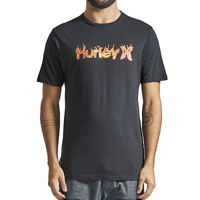 Camiseta Hurley O&O Fire SM24 Masculina Preto