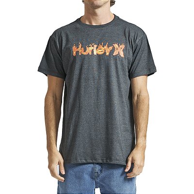 Camiseta Hurley O&O Fire SM24 Masculina Mescla Preto