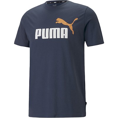 Camiseta Puma Ess+ 2 Col Logo Masculina Dark Night