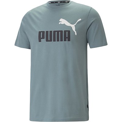 Camiseta Puma Ess+ 2 Col Logo Masculina Adriatic