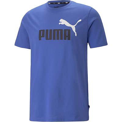Camiseta Puma Ess+ 2 Col Logo Masculina Royal Sapphire