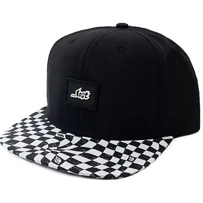 Boné Lost Aba Reta Snap Back Wave Grid SM24 Preto