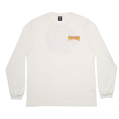 Camiseta Santa Cruz Manga Longa Thrasher Flame Dot Off White