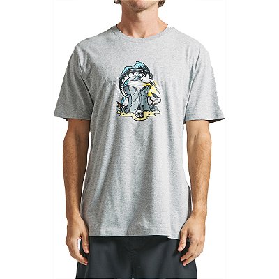 Camiseta Hurley Bedrock SM24 Masculina Mescla Cinza