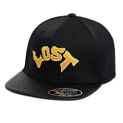 Boné Lost Aba Reta Strap Back Fitão Unlock The Mystery Preto