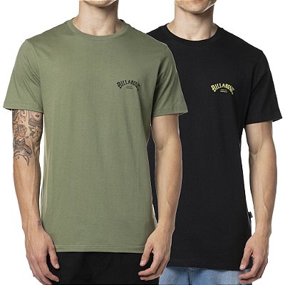 Kit 2 Camisetas Billabong Stacked Arch Duo WT24 PretoVerde