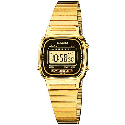 Relógio Casio Vintage LA670WGA-1DF Preto/Dourado