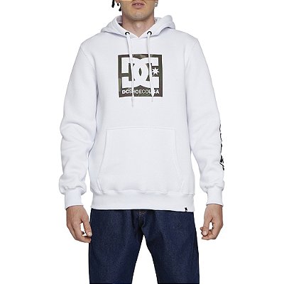 Moletom DC Shoes Canguru Square Star Fill 305G WT24 Branco