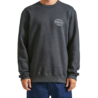 Moletom Hurley Careca Global WT24 Masculino Mescla Preto