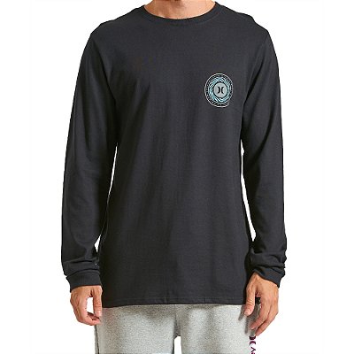 Camiseta Hurley Manga Longa Spiral WT24 Masculina Preto