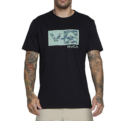 Camiseta RVCA Balance Box Military SL SM25 Masculina Preto