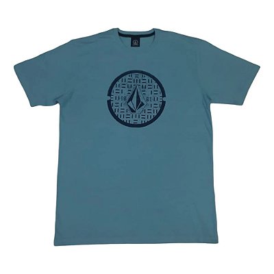 Camiseta Volcom Circle Texture SM25 Masculina Azul Médio