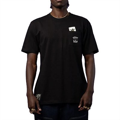 Camiseta Lost Joker Cards Bolso SM25 Masculina Preto