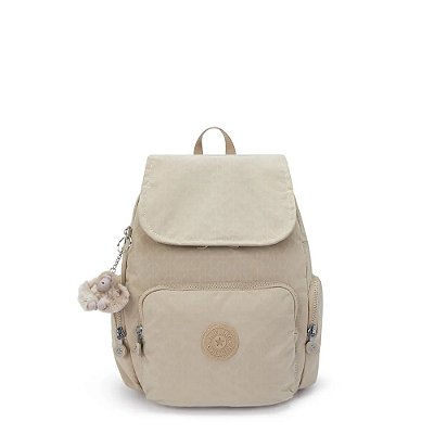 Mochila Kipling City Zip S Sign Beige Emb