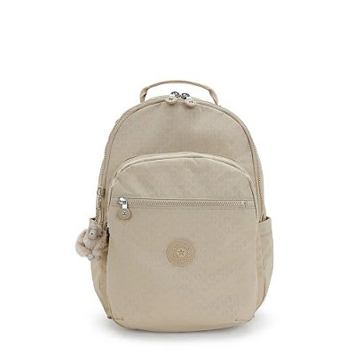 Mochila Kipling Seoul Sign Beige Emb