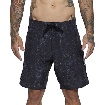Bermuda RVCA Benj Skull 18" SM25 Masculina Preto