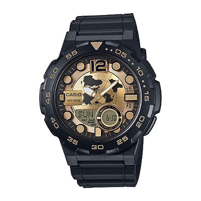 Relógio Casio Standard AEQ-100BW-9AVDF Preto/Dourado