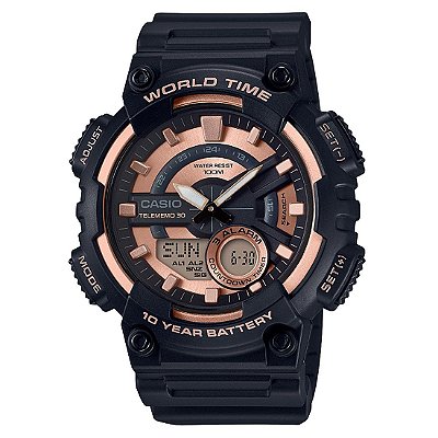 Relógio Casio Standard AEQ-110W-1A3VDF Preto/Rosa