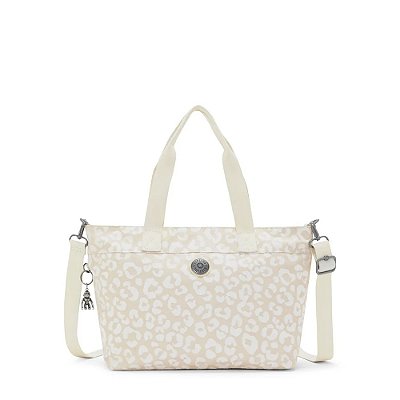Bolsa Kipling Colissa S White Cheetah J
