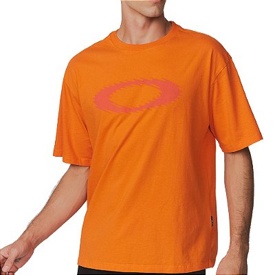 Camiseta Oakley Stretch Ellipse Logo Masculina Neon Orange