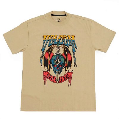 Camiseta Volcom Comfort World Weapon SM26 Masculina Bege