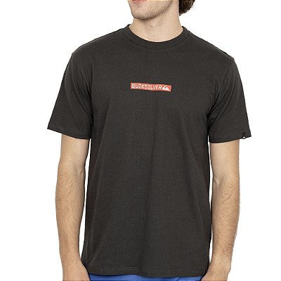 Camiseta Quiksilver Clicker Logo DNA SM26 Cinza Escuro