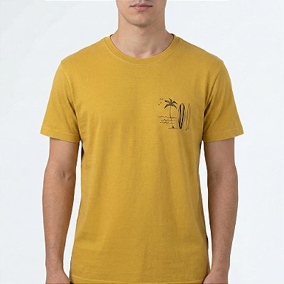 Camiseta Osklen Stone Surf Naive Masculina Amarelo Damasco