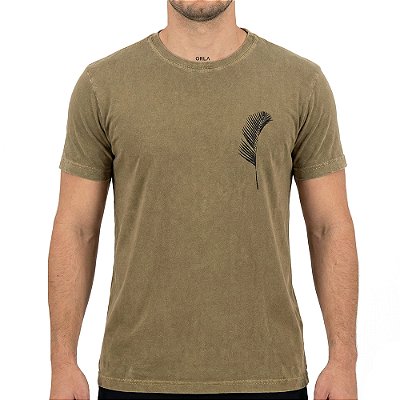 Camiseta Osklen Stone Folha Palmeira Masculina Caqui