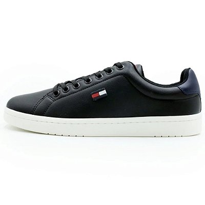Tênis Tommy Hilfiger Flag Low Cut Lace-Up Masculino Black