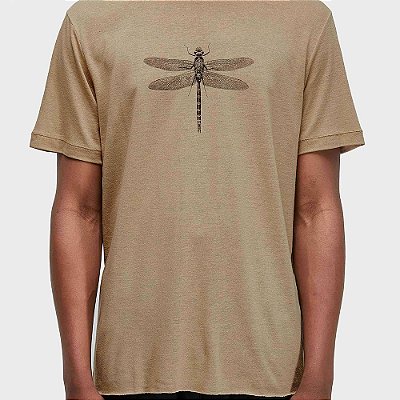 Camiseta Osklen Light linen Libelula Masculina Caqui
