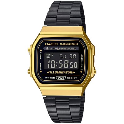 Relógio Casio Vintage A168WEGB-1BDF Preto/Dourado