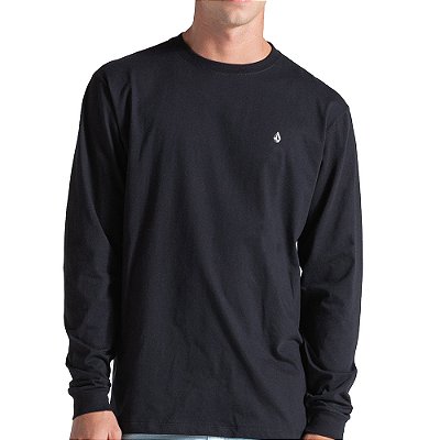 Camiseta Volcom Manga Longa Stone Blanks W26 Masculina Preto