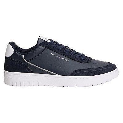 Tênis Tommy Hilfiger TH Basket Core Leather Mix Desert Sky
