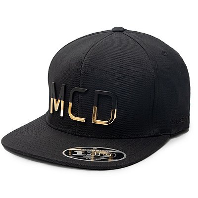 Boné MCD Aba Reta Blk&Gld Fitão 1.10 Flexfit Preto