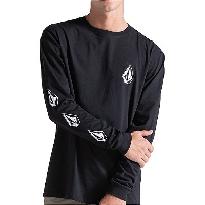 Camiseta Volcom Manga Longa Iconic WT26 Masculina Preto