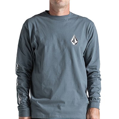 Camiseta Volcom Manga Longa Iconic WT26 Cinza Chumbo