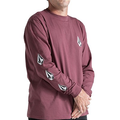 Camiseta Volcom Manga Longa Iconic WT26 Masculina Bordô