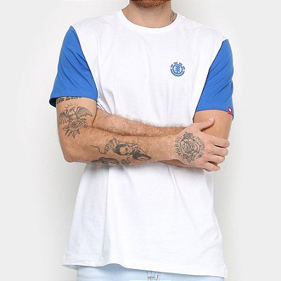 Camiseta Element Logo Bicolor Branca/Azul