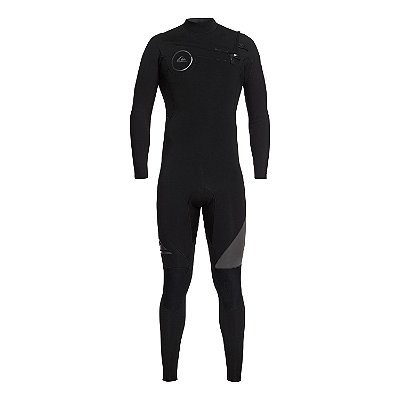 Wetsuit Long John Quiksilver 3/2mm Syncro Series c/ Zíper no Peito Preto