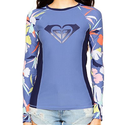 Lycra Rashguard Roxy Manga Longa Fashion Azul