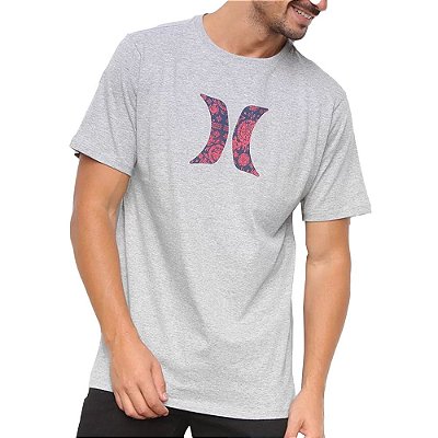 Camiseta Hurley Icon Ornamental Masculina Cinza Claro