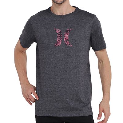 Camiseta Hurley Icon Ornamental Masculina Cinza Escuro