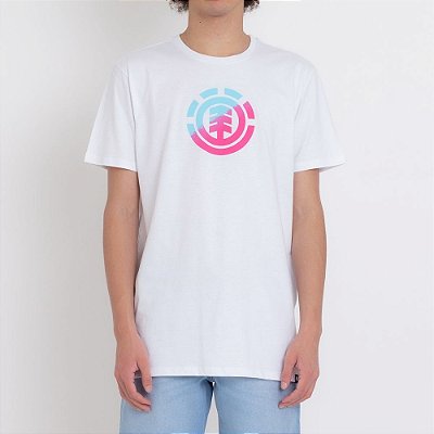 Camiseta Element Quadrant Teal Pink Masculina Branco