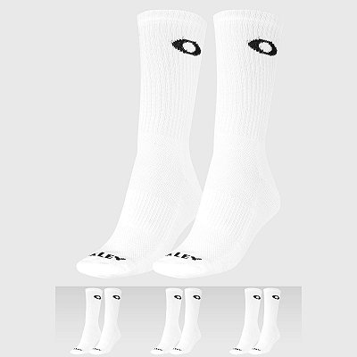 Meia Oakley Essential Crew Sock Alto Kit 3 Pares Branco