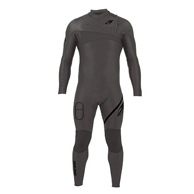 Long John Mormaii Manga Longa Chestzip 3.2mm Ultra Skin Surf Cinza Escuro