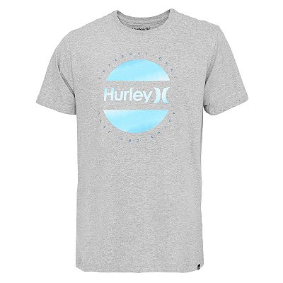 Camiseta Hurley Circle Dye Logo Masculina Cinza Claro
