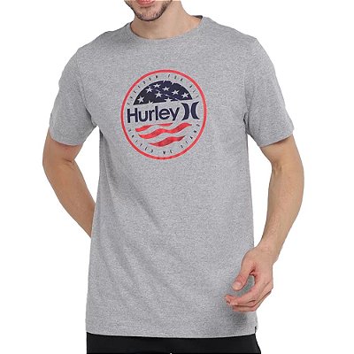 Camiseta Hurley Silk O&O América Masculina Cinza Claro