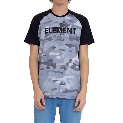 Camiseta Element Snow Camo Raglan Masculina Preto/Cinza